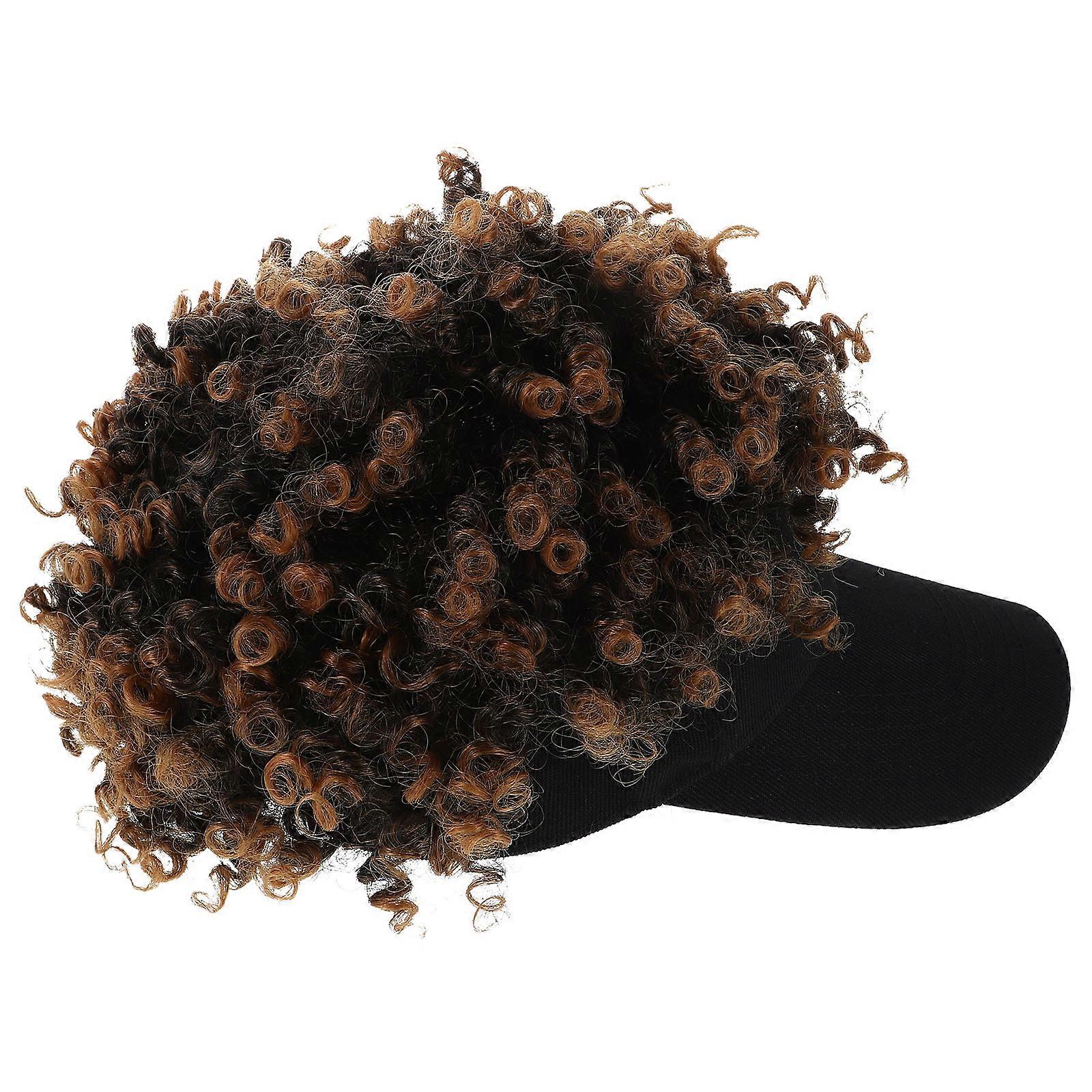 Hat with Afro Wig Afro Curly Hat Wig for Decoration 2Pcs