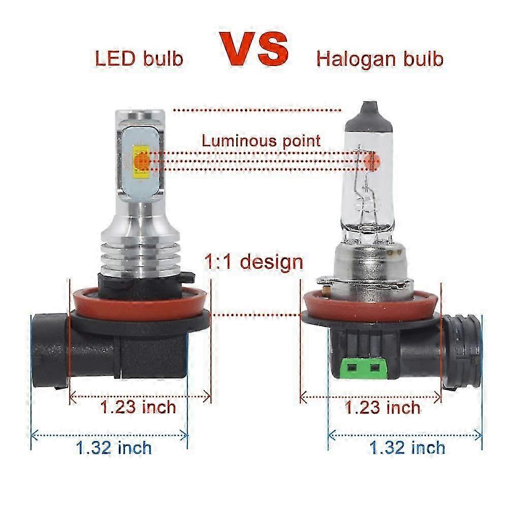 6pcs Car LED Fog Light Bulbs H8H11 Daytime Runing Lights DRL 60W 6000K White
