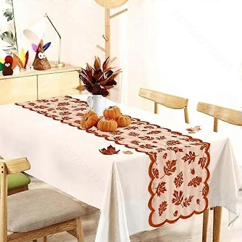 Thanksgiving Leaf Design Table Runner 30x180cm Elegant Brown Dining Table Decor