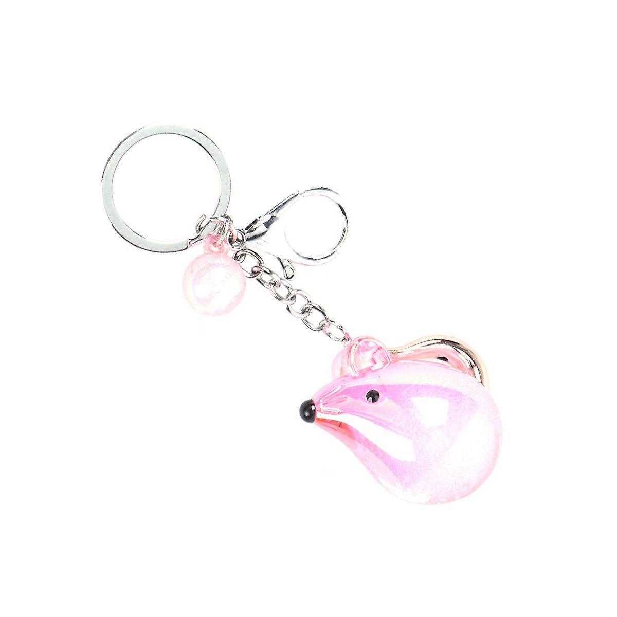 Acrylic Key Rings Mouse Shape Car Key Decoration Pink for 1Set