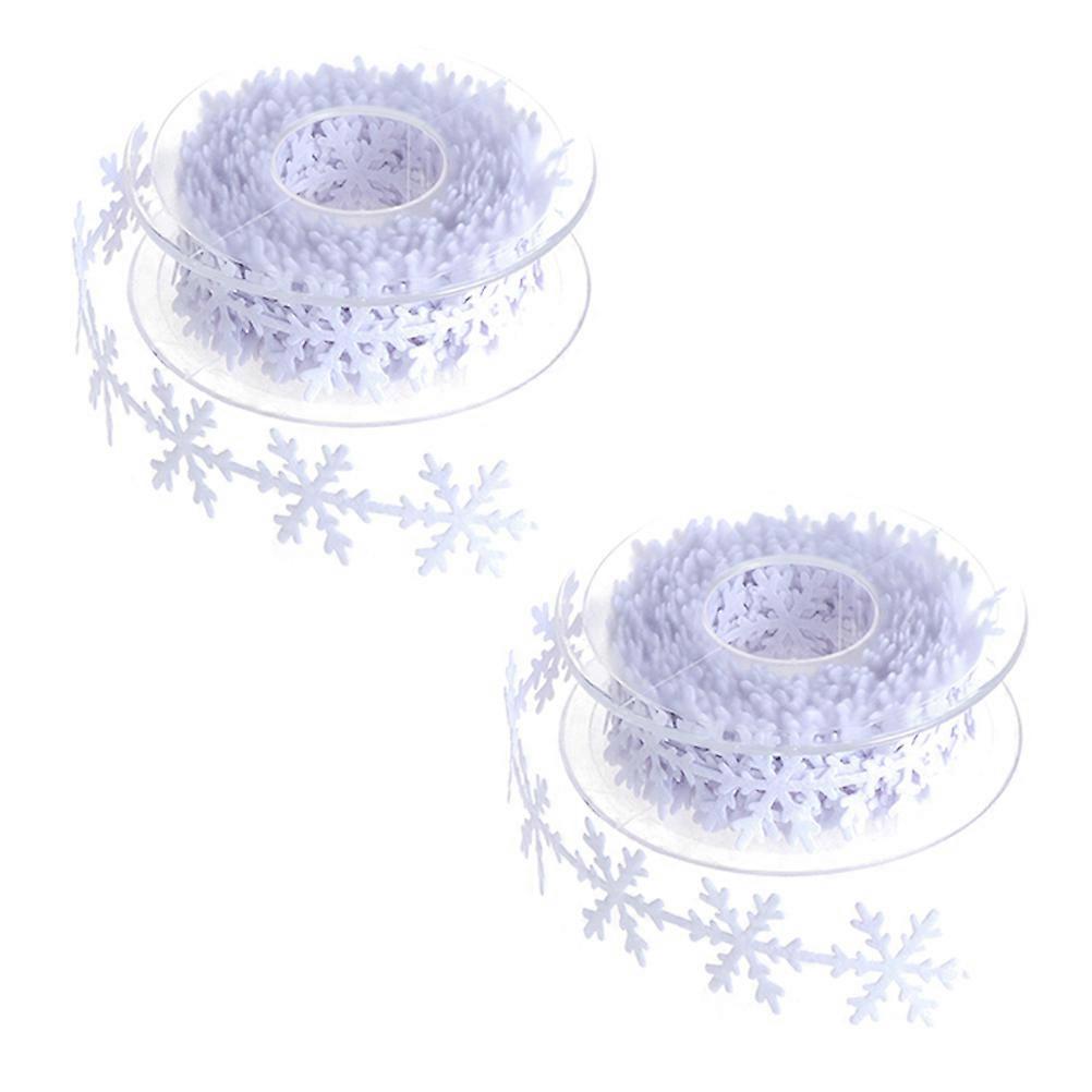 Snowflake Ribbon Trim for Christmas Tree and New Year Celebration White Silk Ribbon for Gift Wrapping 2Pack
