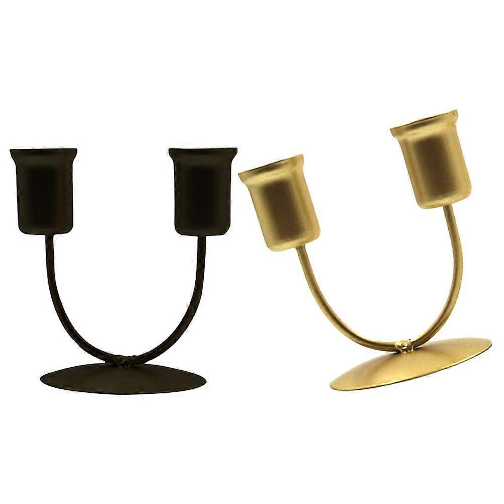 Candle Holders 2Pcs U Shape Decorative Stand For Candlelight Dinner Assorted Color Premium Iron Materials