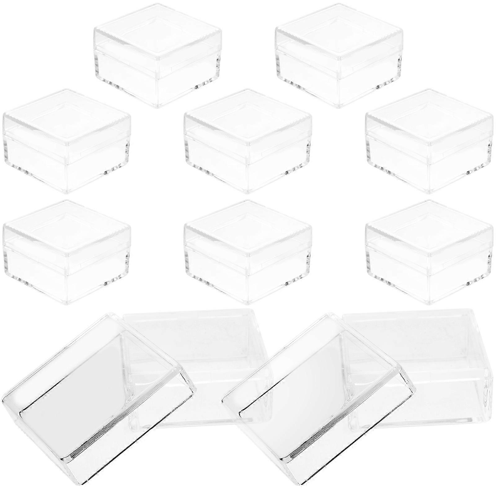 Clear Container Storage Box Small Size for General Users 4X4X2.4CM 10Pcs