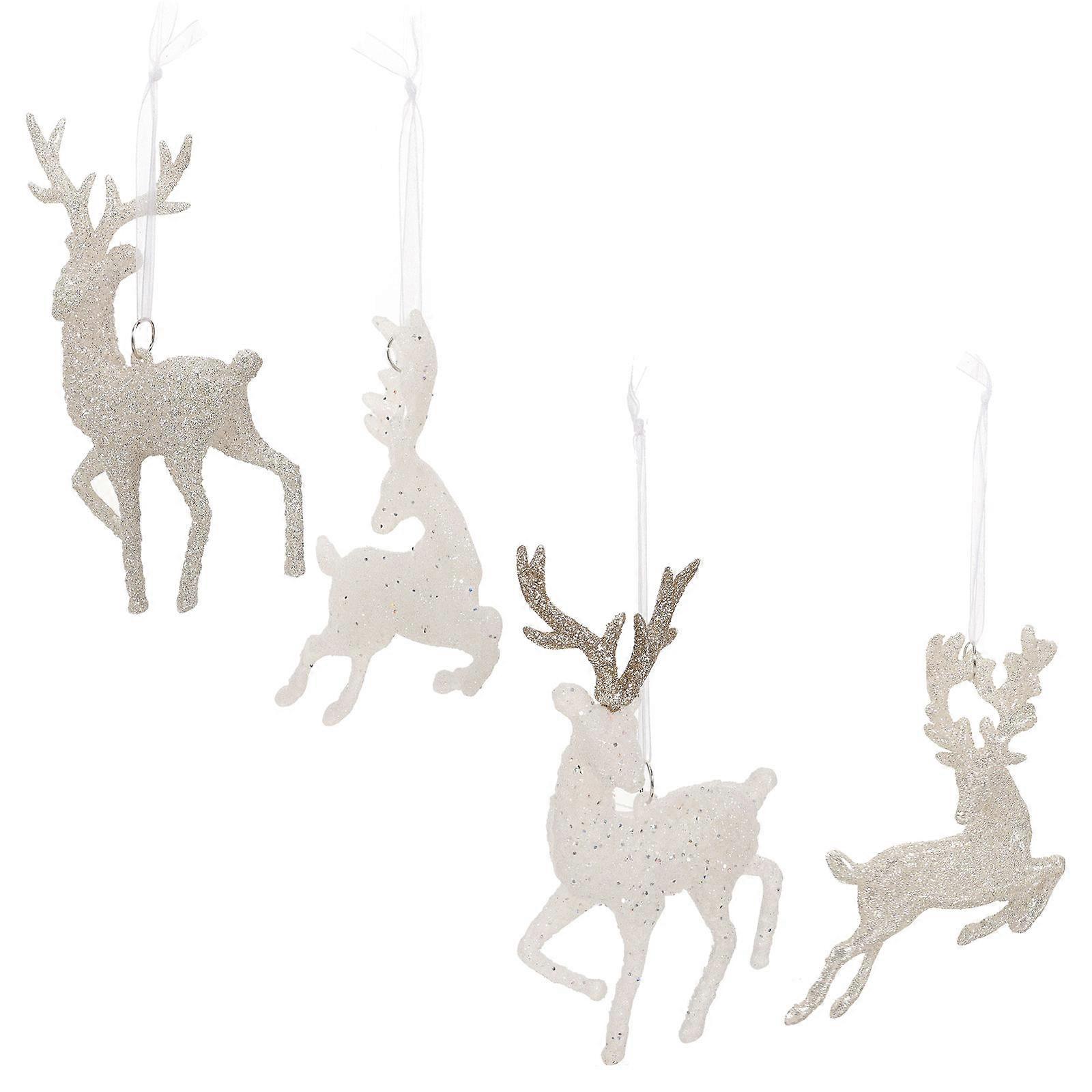 Reindeer Statue Decor 4Pcs Christmas Elk Statues Deer Shape Assorted Color for Photo Prop