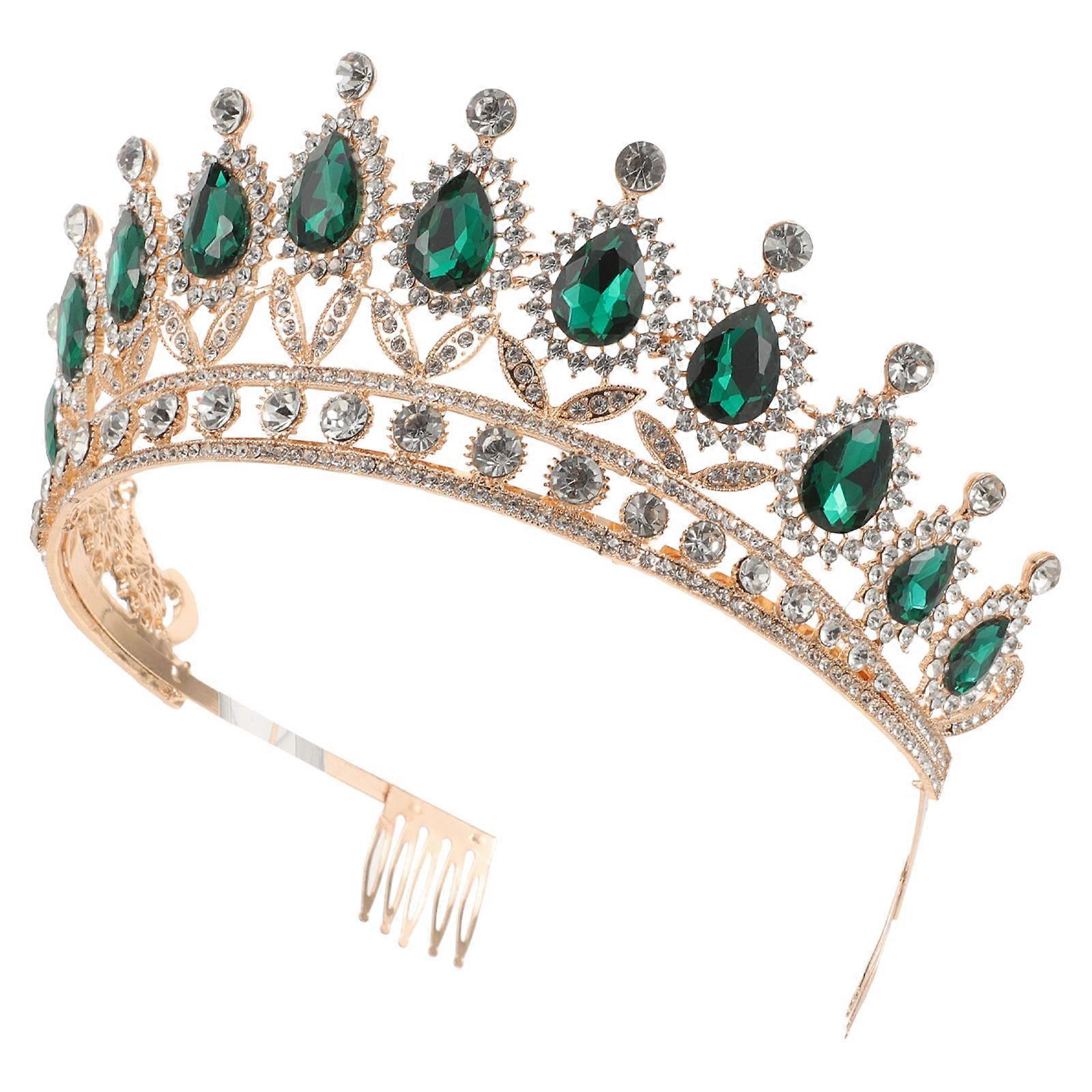 Crown with Comb Bridal Rhinestone Large Crown for 3Pcs Wedding Accessory