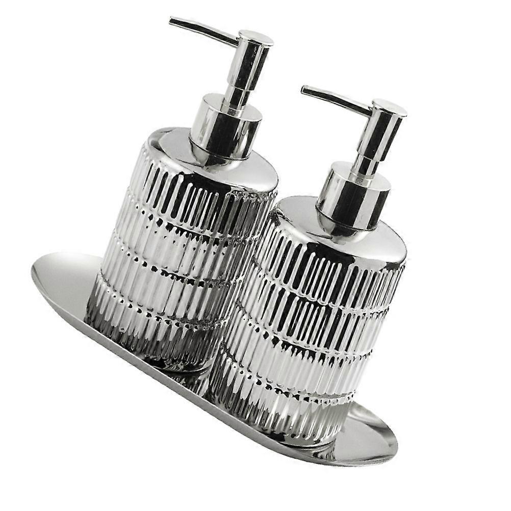 Bathroom Shampoo Pressing Bottles Silver Sub Bottles for 2Sets Use