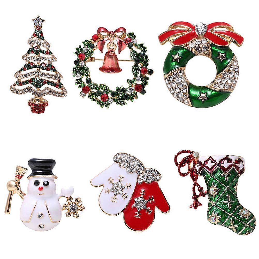 Christmas Brooch 2Sets Alloy Brooches for Decorative Use in Assorted Colors