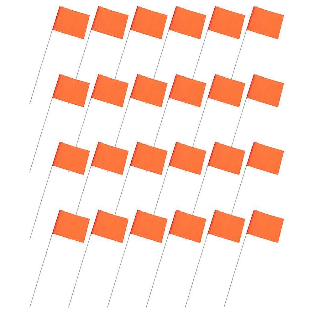 100Pcs Orange Marker Flags for Lawn Usage with Steel Wire Poles