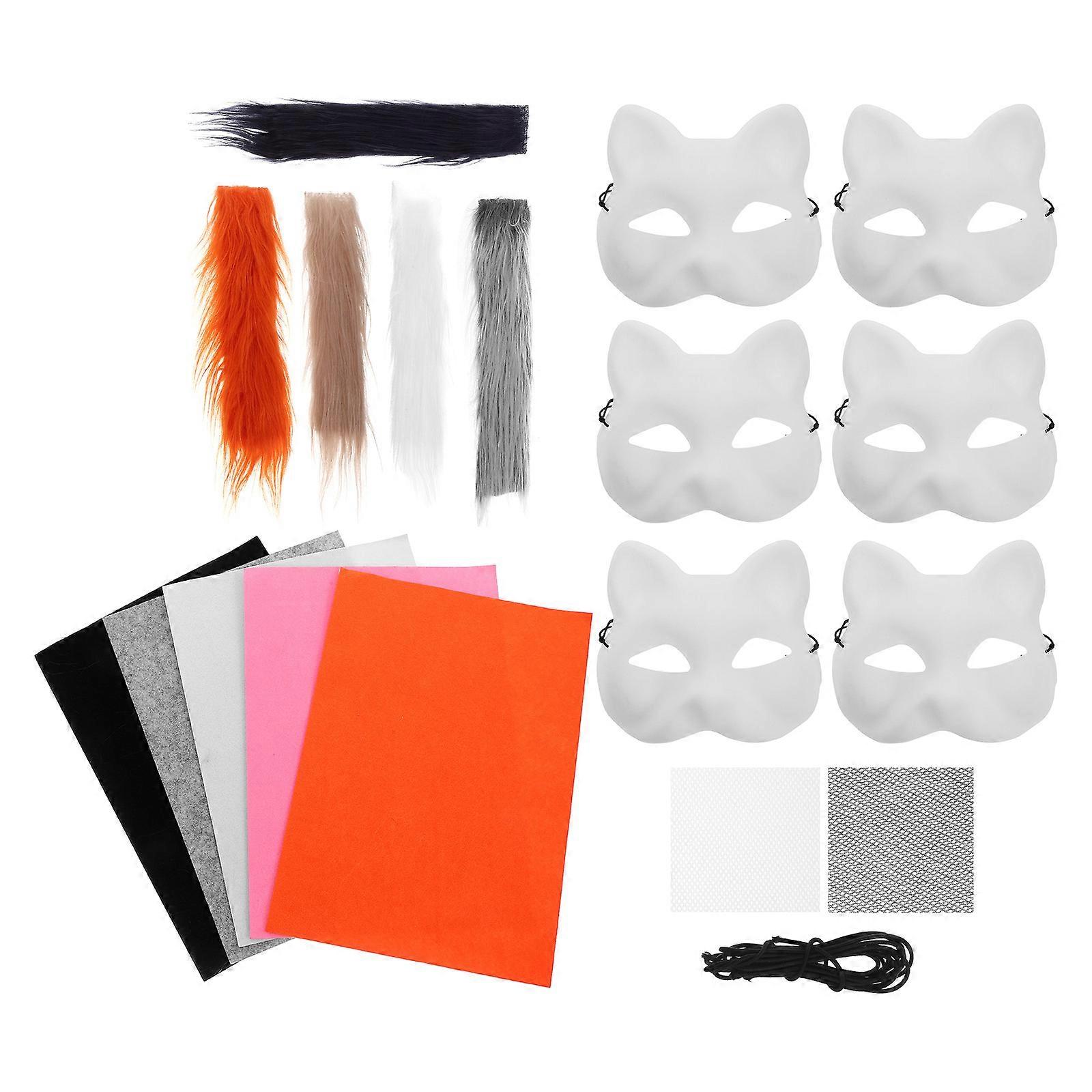 5 Sets Half Face Cat Mask Kit For Halloween Cosplay Event And Masquerade Party Decorative Use