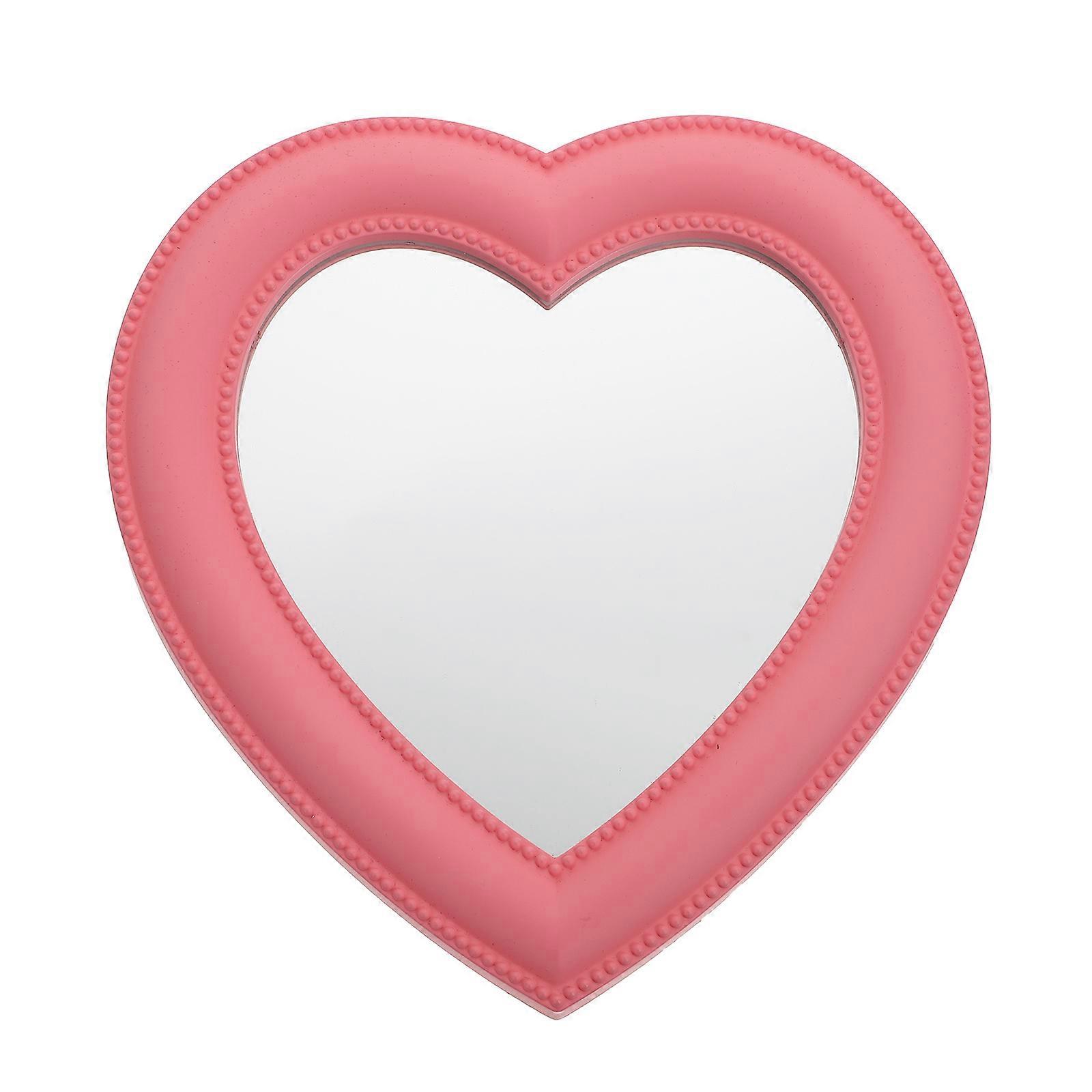 Home Use Pink Heart Shaped Makeup Mirror 1Pcs Desktop Mirror