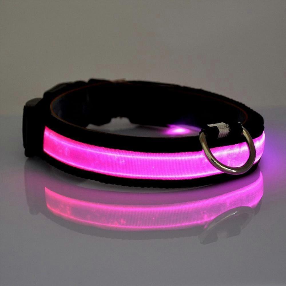 Rechargeable LED Dog Collar - Glow in the Dark, Durable Nylon Lighted Collar for Small, Medium, Large Dogs, Keep Pets Visible & Safe at Night