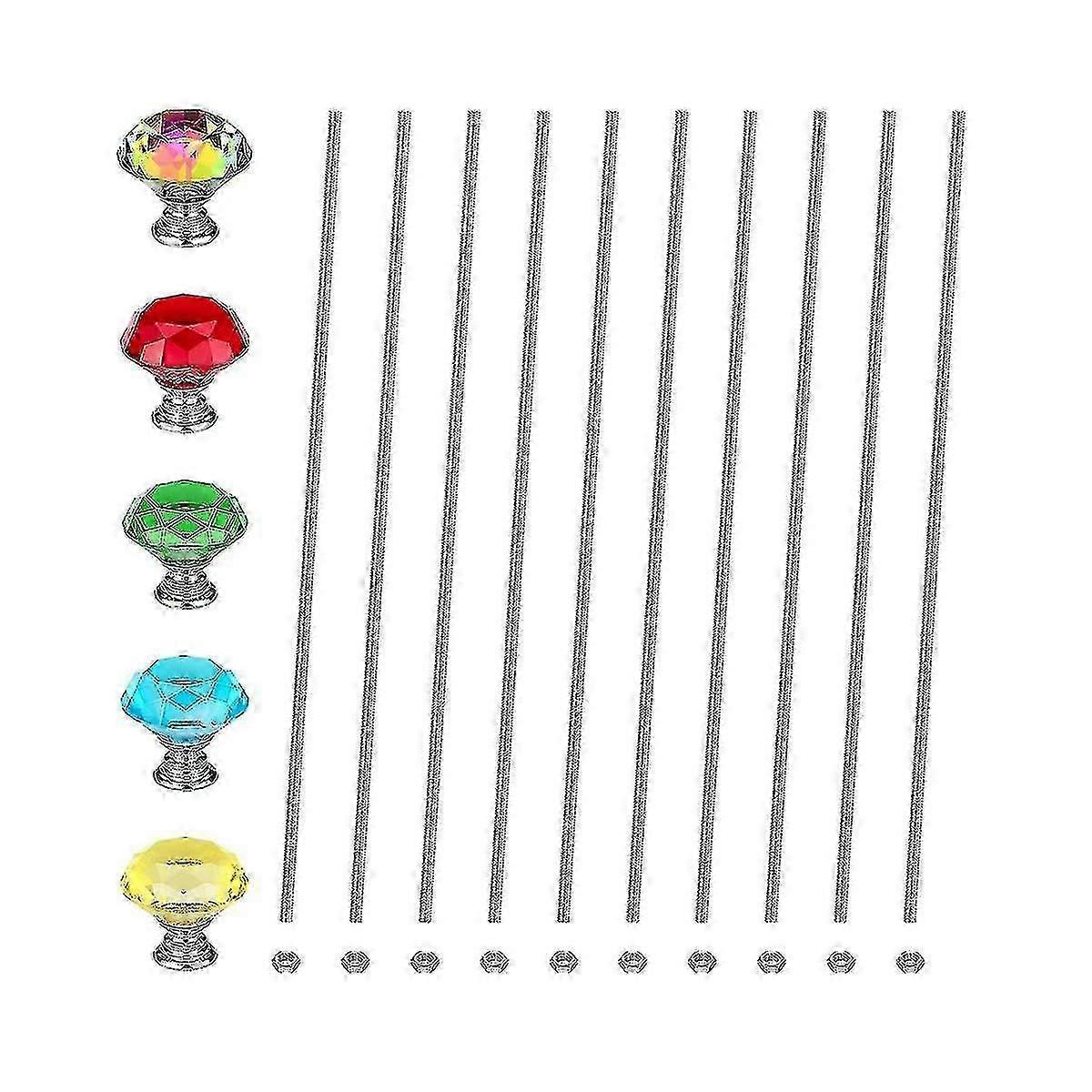 8/32 Threaded Rods For Beads With Crystal Knobs 10pcs Threaded Rod 12 Inch With 10pcs Hex Nuts And