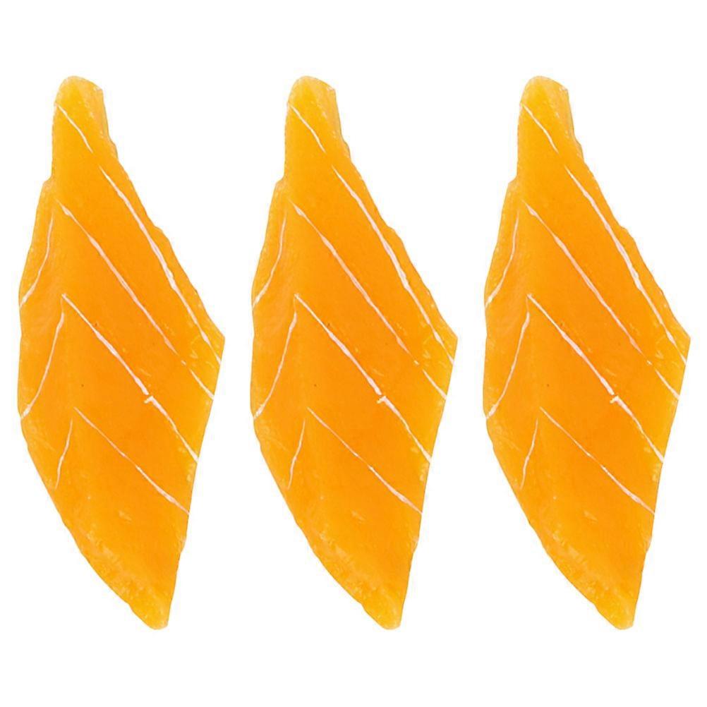 Realistic Fake Salmon Slices Simulation Salmon Slice for Kids Play 3Pcs