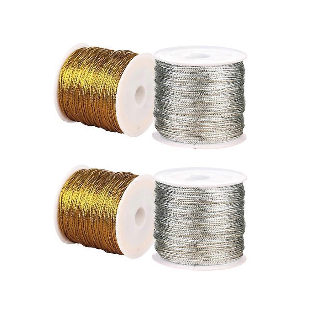 Frcolor Cord Metallic Gold String Elastic Craft Beading Wedding Stretch Twisted Wire Gift Wrapping Thread Tinsel Cords Silver