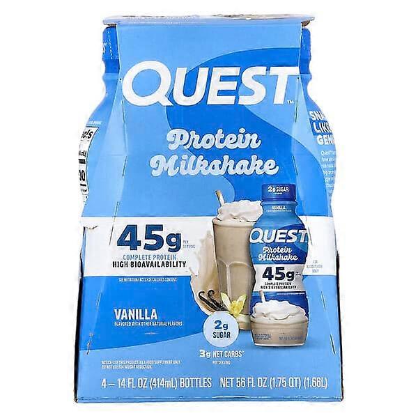 Quest Nutrition, Protein Milk Shake, Vanilla, 4 Bottles, 14 fl oz (414 ml) Each