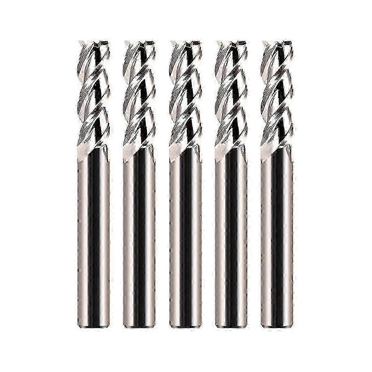 5pcs 55 Degrees Spiral Upcut Router Bits Set 6mm Solid Carbide Cnc Wood Router Bits For Woodworking