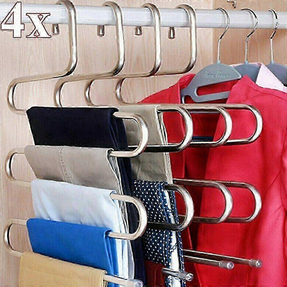 4x Space-saving Hangers,multiple Hangers,trouser Hangers For 5 Trousers,coat Hangers,skirt Hanger