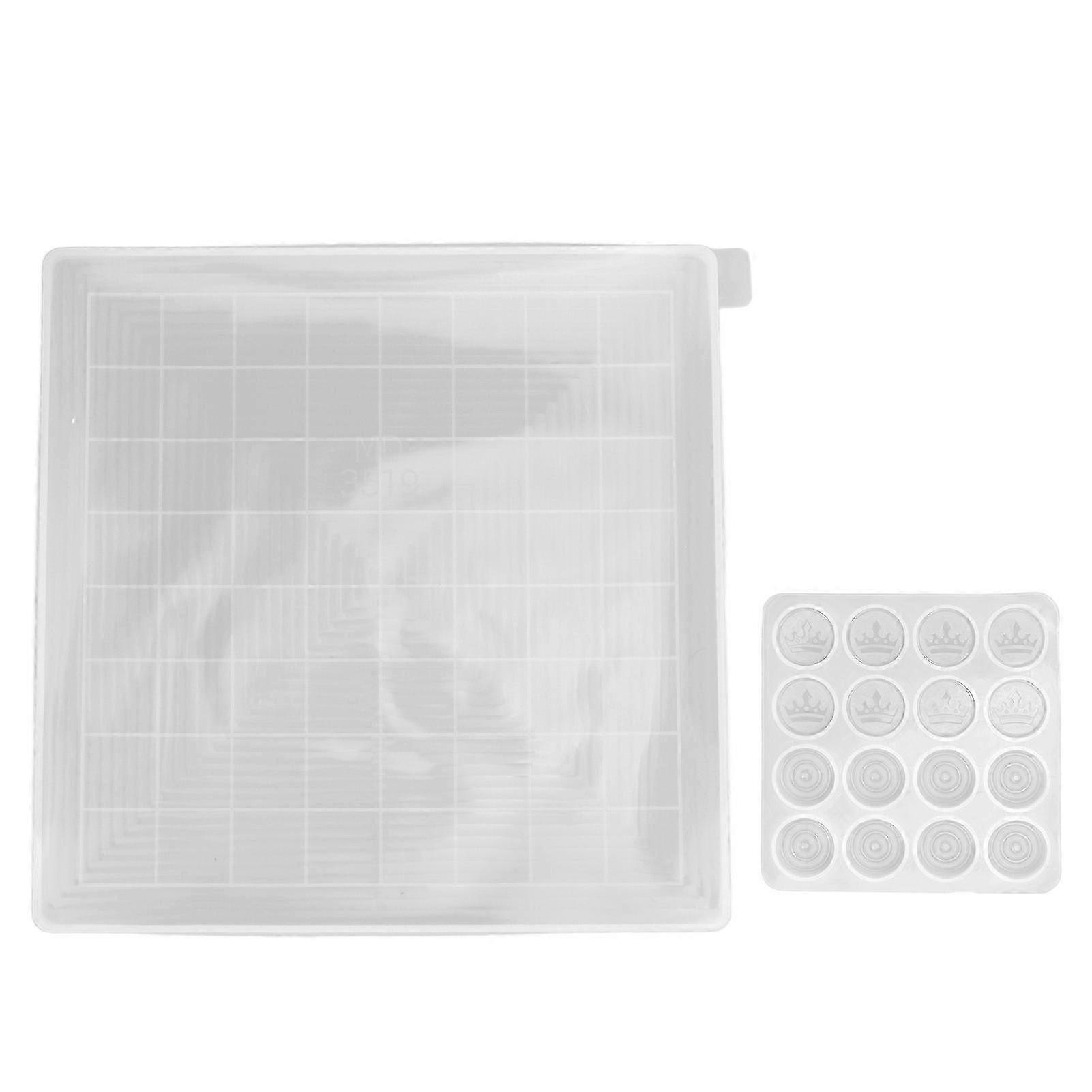 2Pcs Chess Molds Transparent DIY Epoxy Resin Drop Glue Silicone Casting Checkers Board Set 25-26