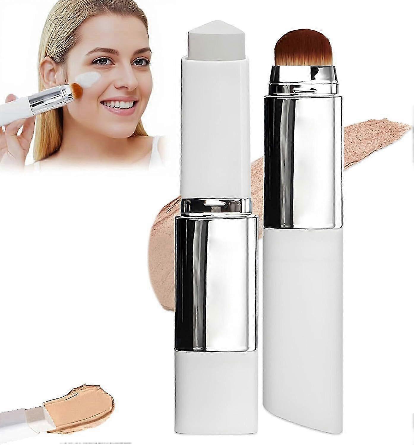 Color Changing Foundation Stick, Blanc Cover Cream Stick V White Foundation Stick, With Brush Head, Moisturizing, Suitable for All Skin Types