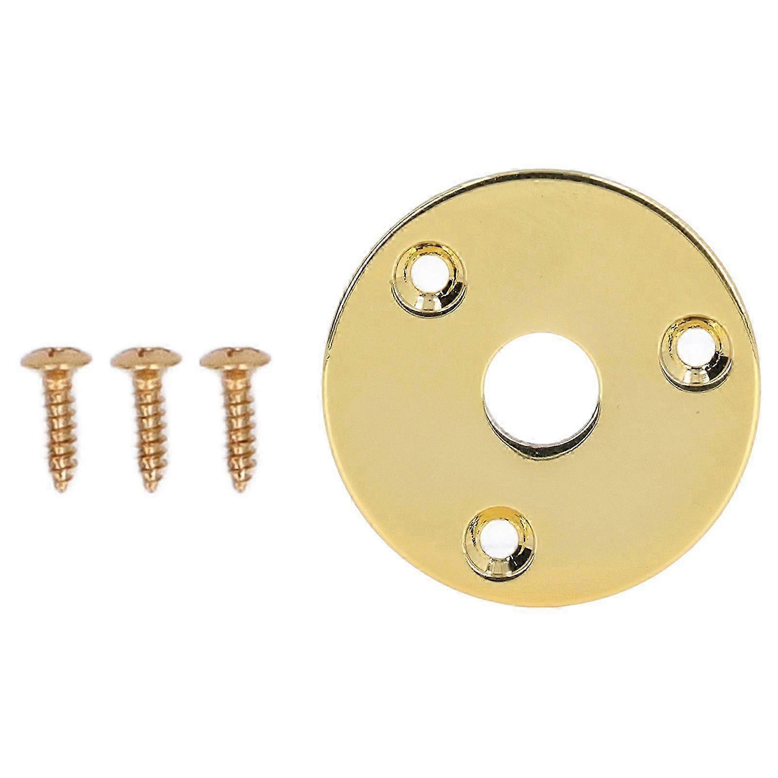 Guitar Jack Socket Plate Round Metal Input Output Cover Replacement Hardware for Bass with Mounting Screws GT33 Gold