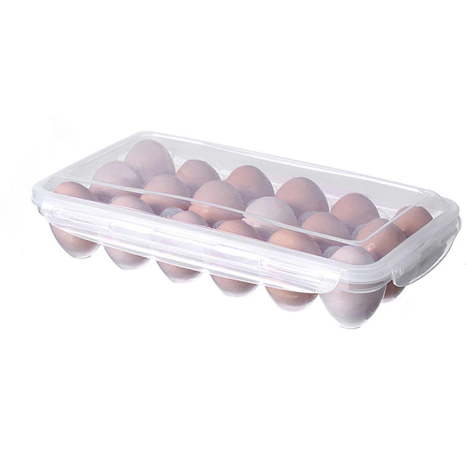 18 Slots Egg Holder Plastic Egg Storage Container Organizer for Fridge and Countertop Modern Design