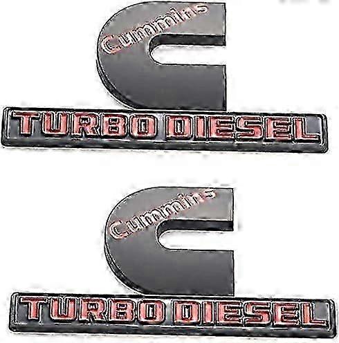 2 Pack Cummins Turbo Diesel Emblems,Badges High Output Nameplate Replacement Sticker for 2500 3500 Fender Emblem(Red)