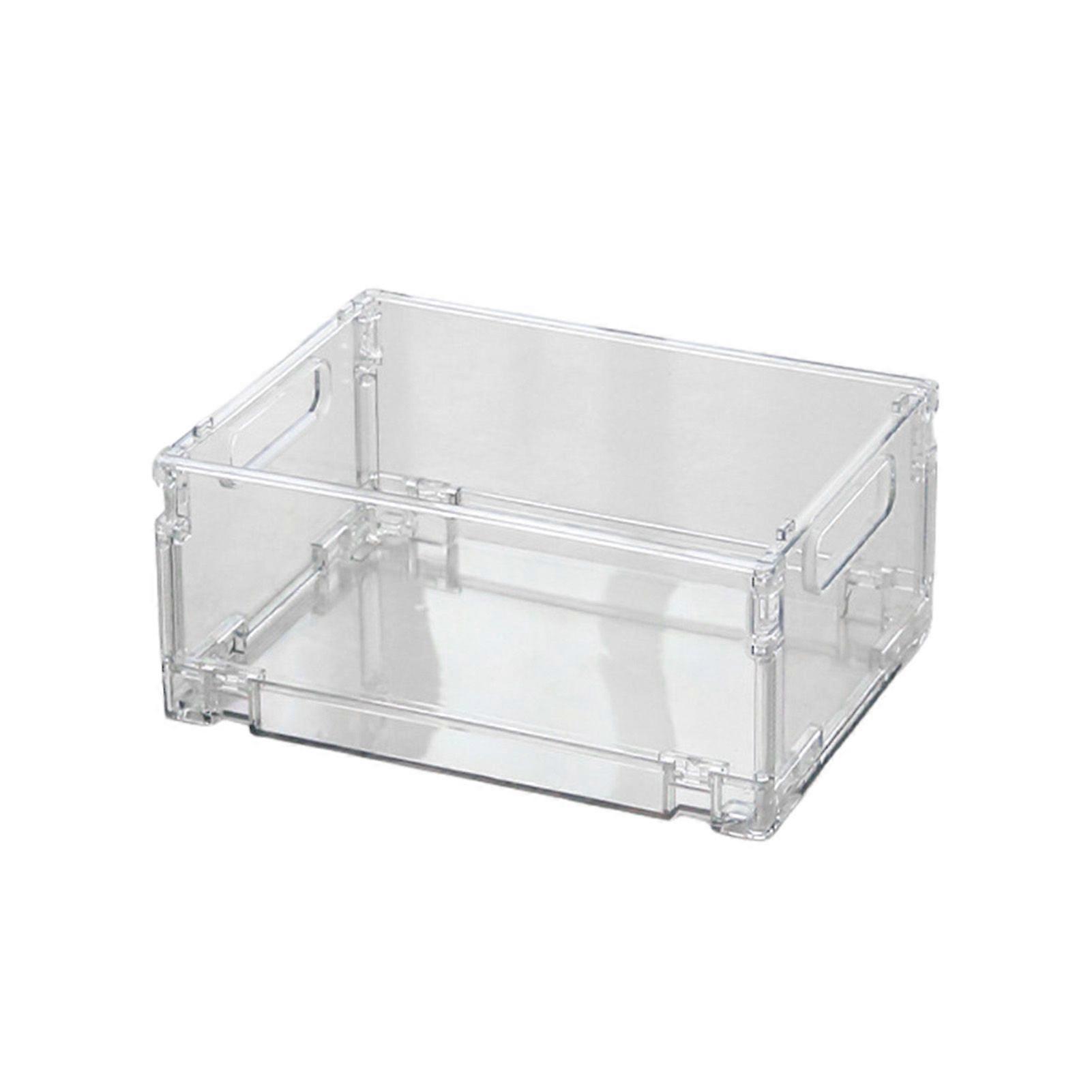 Jikaixiang Storage Basket with Cover Easy Assembly Foldable Design Stackable Toy Storage Box Visible Drawer Organizer