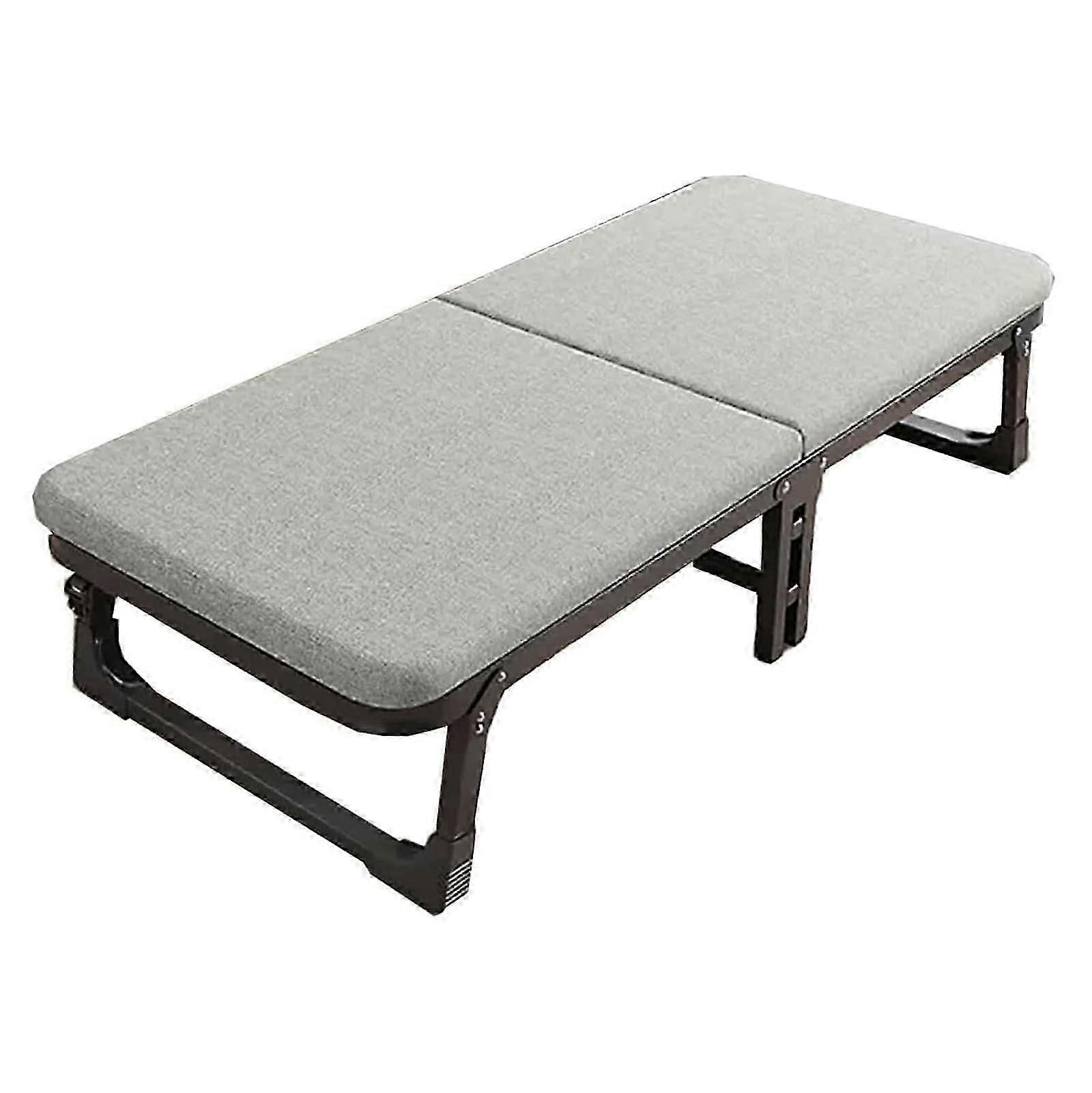 Folding Camping Bed with Wheels, Tubular Steel Frame, 185x70x38cm, Grey, Includes Mattress, 150kg Load Capacity