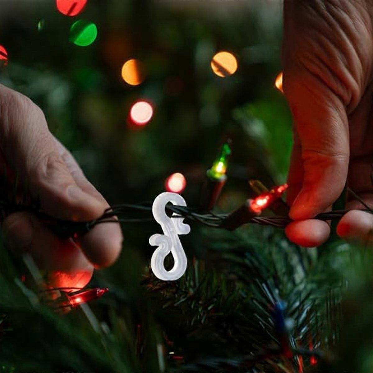 200PCS Plastic Gutter Hooks, S Clips for Christmas Lights