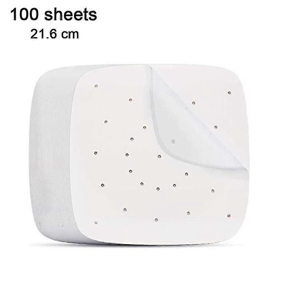100 stykker frityrgryte, perforert papir, damppapir, dampet