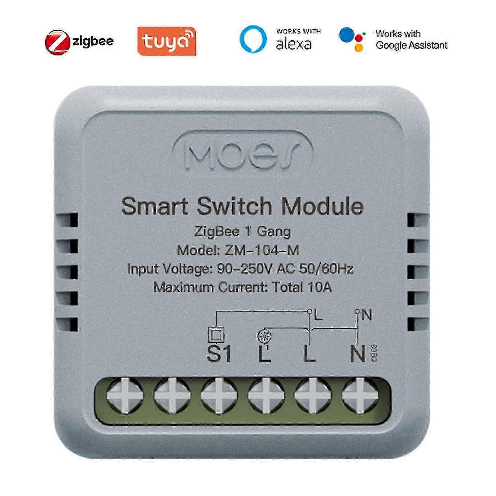 Tuya ZigBee Intelligent Switch Module Portable Home Automation DIY Breaker Timing Control Voice Control Switch Compatible with Google Home and miao4