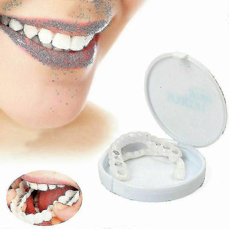 Snap On False Teeth Upper + Lower Dental Veneers Dentures Tooth Cover Set A