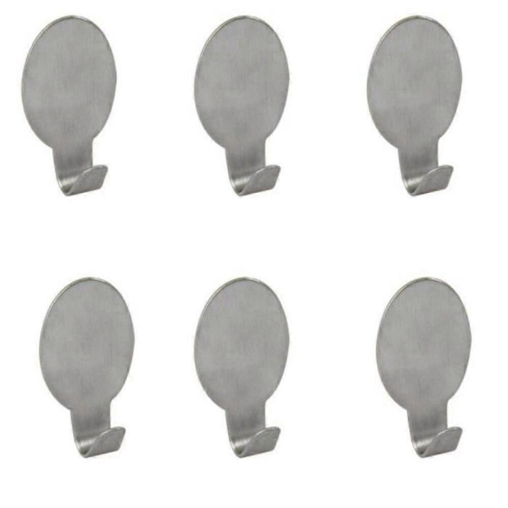 6 Self-Adhesive Stainless Steel Wall Hook Set