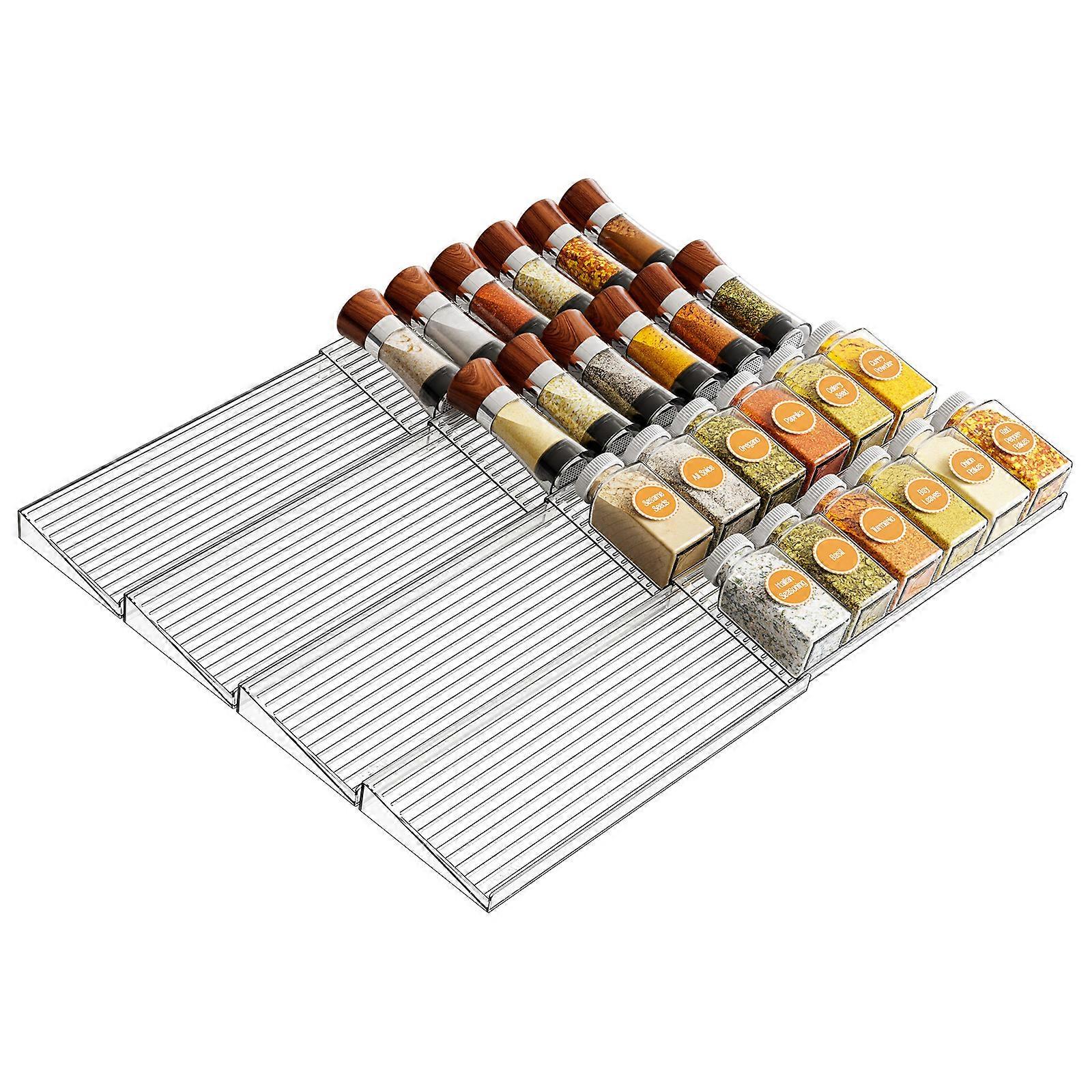 Multi-layered spice transparent display rack adjustable ladder spice bottle storage rack
