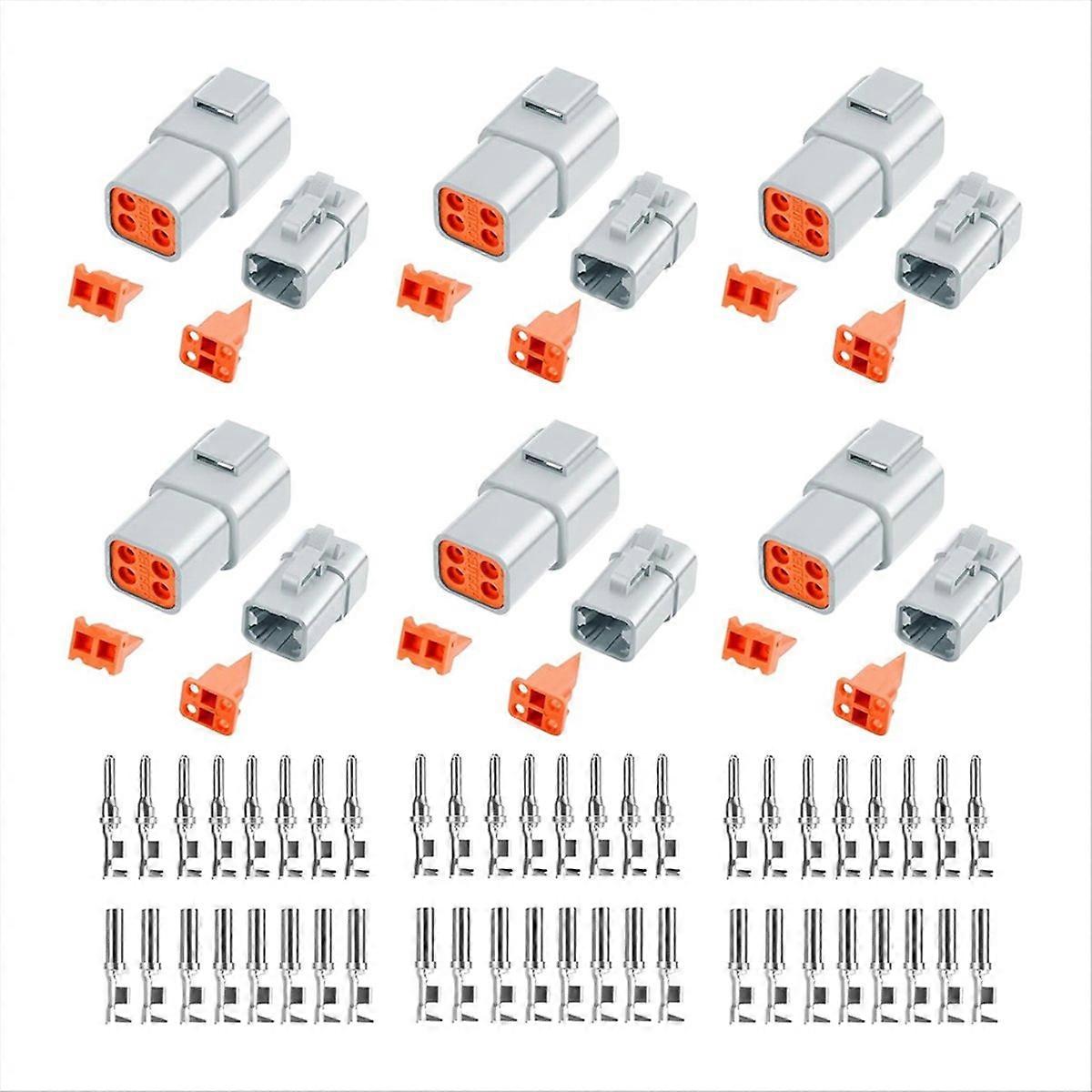 72 PCS Deutsch DTP Connector Kit 4 Pin Automotive Waterproof Connectors 6 Sets with Size 12 Stamped 