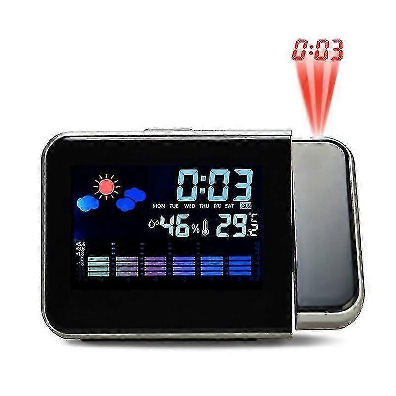 Led Alarm Projection Clock Thermometer Hygrometer Wireless Weather Station Digital Watch Snooze Desk Table Project Radio Clock