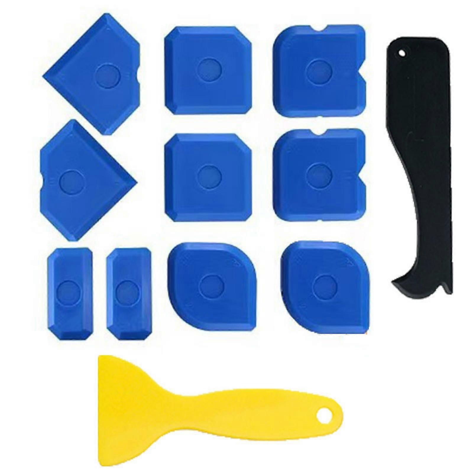Complete 12Pcs Grout Scrapers Caulking Tool Kit Flexible Plastic Tool For Efficient Surfaces Gaps Maintenance Multicolor