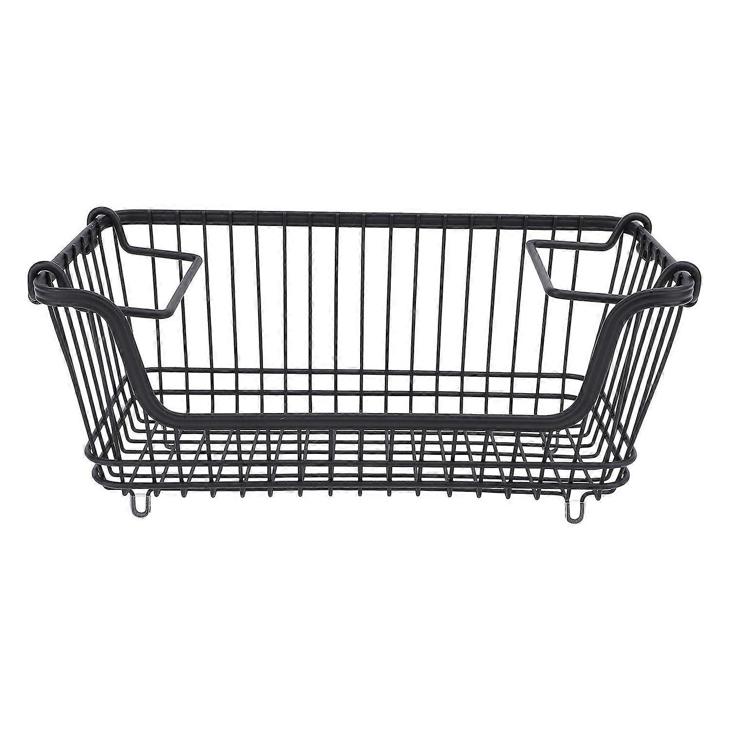 Freezer Basket Stackable Open Front Wire Storage Bin with Foldable Handle for Vegetable Fruit Snack