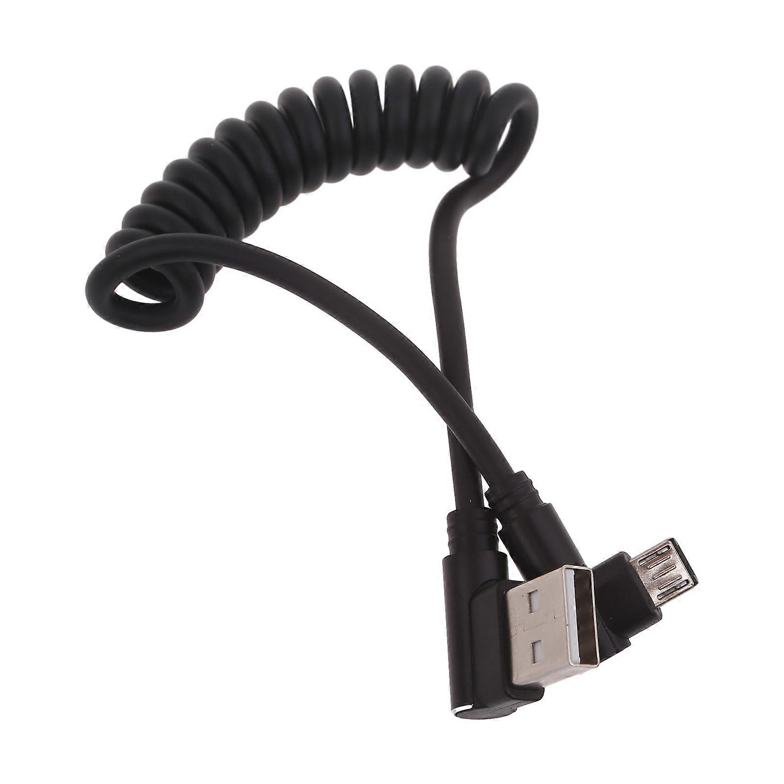 60W Fast Charging Cable Spring Coiled USB A to Micro USB Extension Cord Flexible 480Mbps Data Sync Cord for Mobile Phone Multicolor