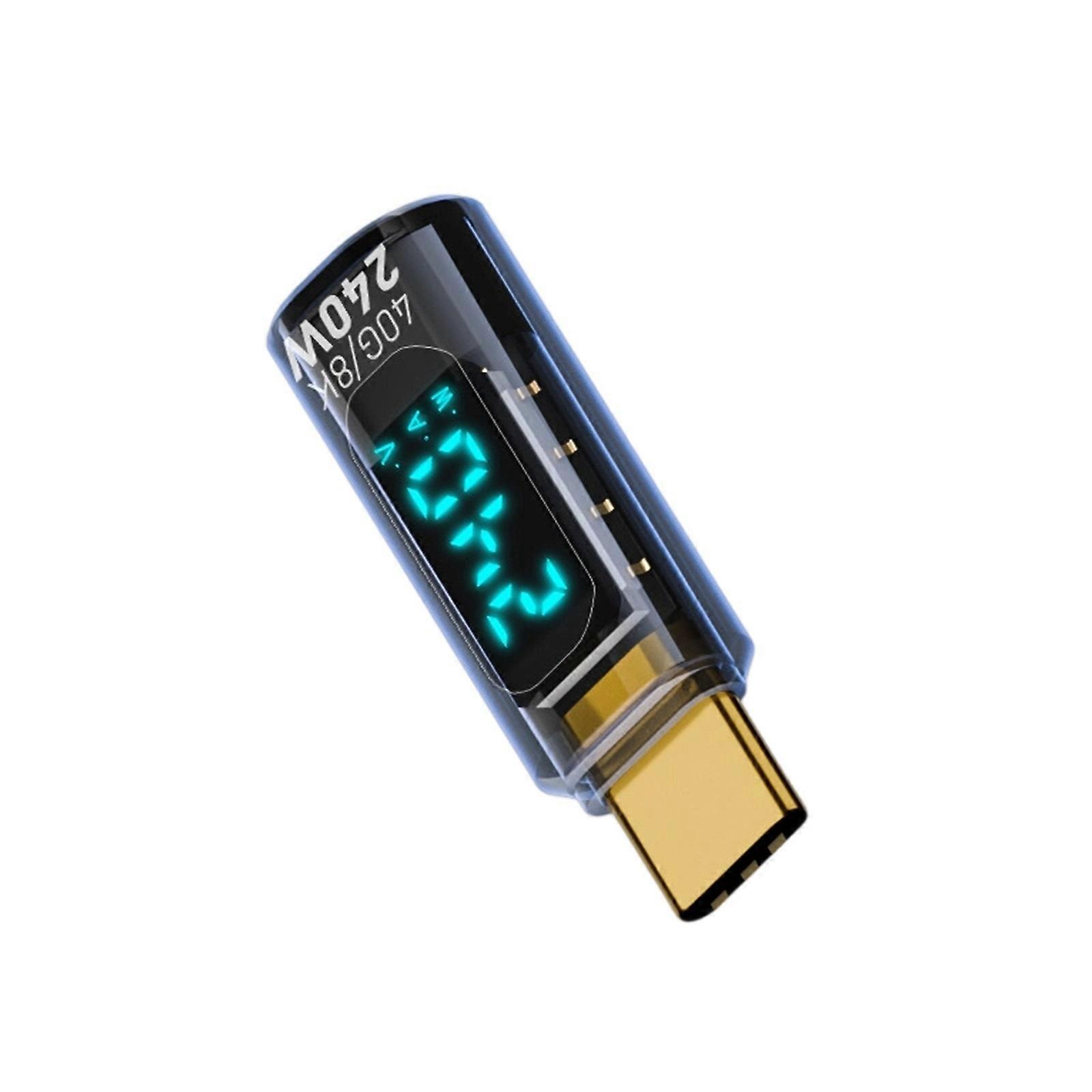 Digital Display Type C Adapter Converter 240W Charging and 40Gbps Data Transfer for Technology Enthusiasts Professionals  Transparent blue
