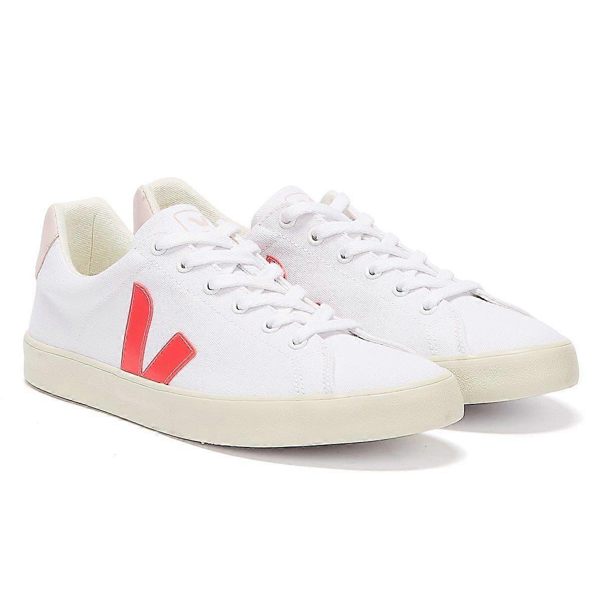 Veja Esplar Canvas Womens White / Rose Fluo / Petale Trainers