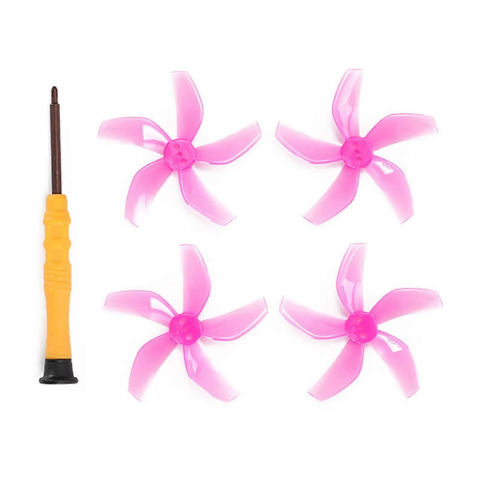 4PCS Colorful Paddle 5 Propellers Noiseless Power Noise Reduction Low Noise Propeller Replacement Accessories for Drones  Pink