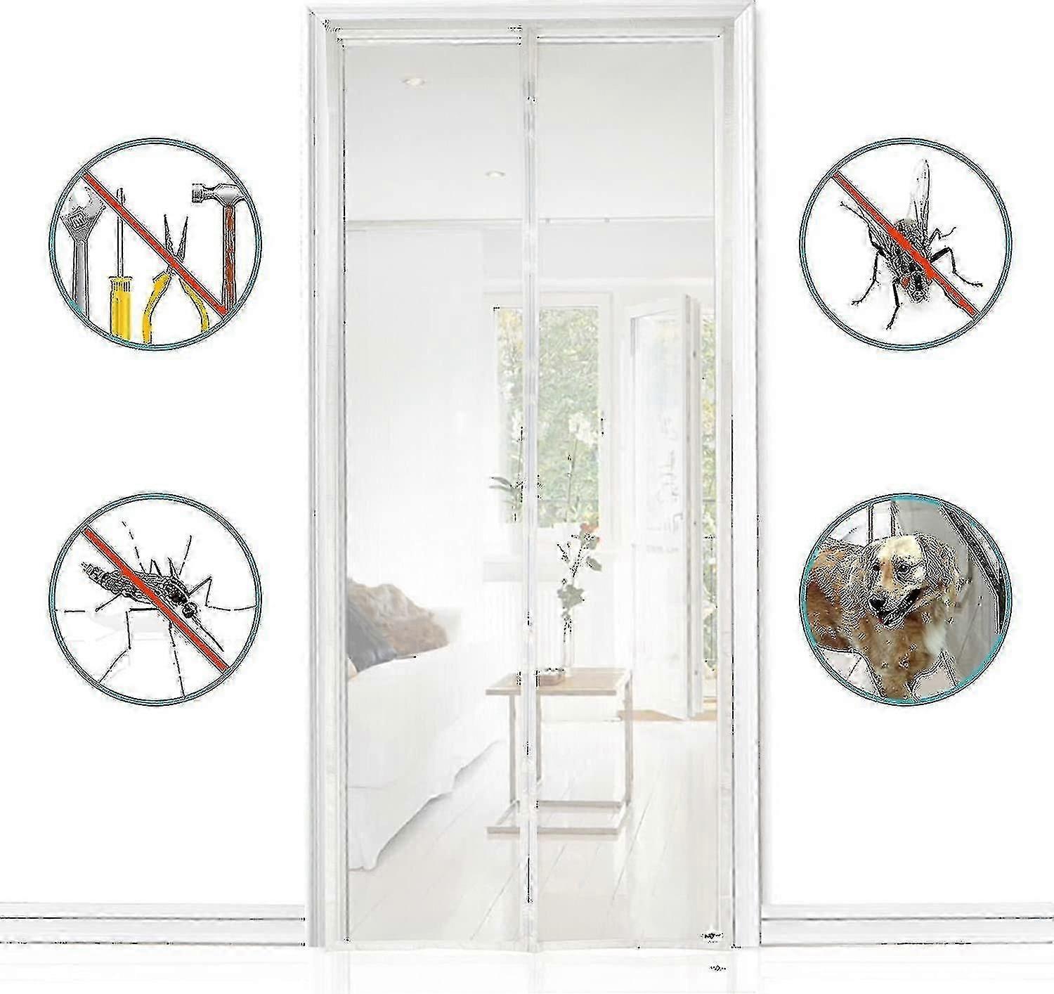 Magnetic Fly Screen Door 80*210 Cm, Magnetic Curtains Can Be Easily Attached And Assembled Without D  F4