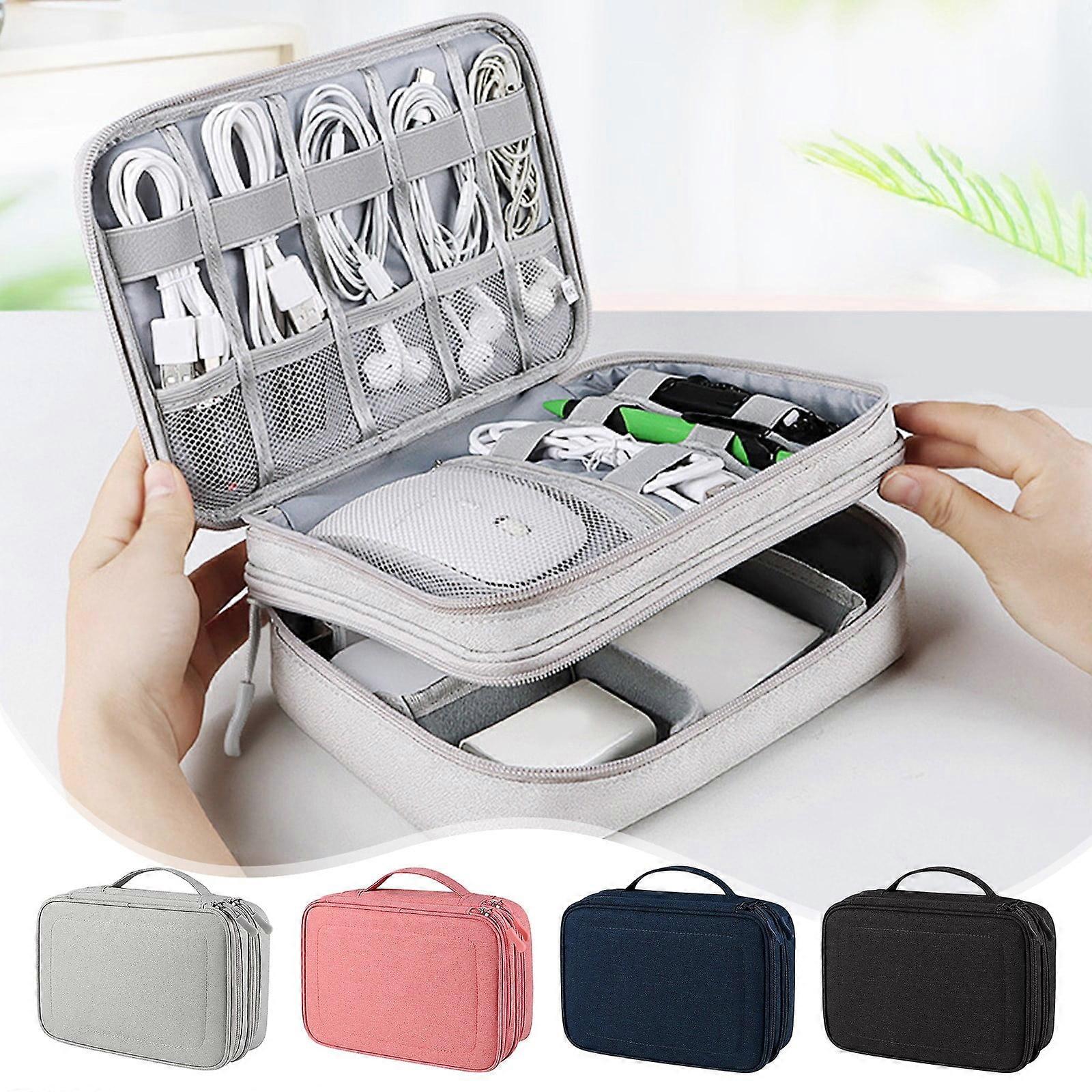 Jacenvly Multi-Functional Digital Accessory Storage Bag, Large Capacity, Double-Layer, Waterproof, Portable, Compatible with Home Decor Clearance &