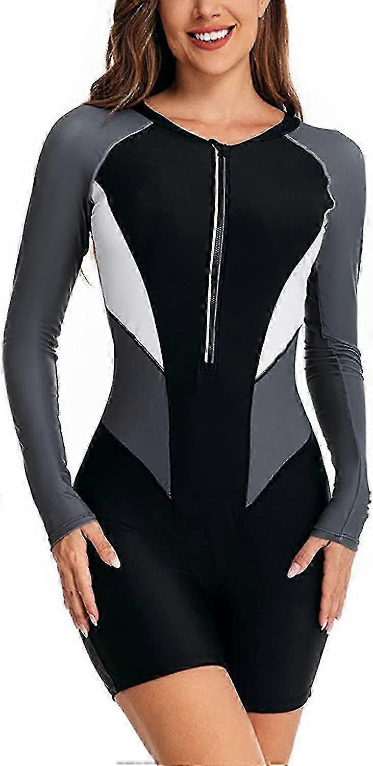 女士冲浪泳装 - 连体长袖运动泳衣