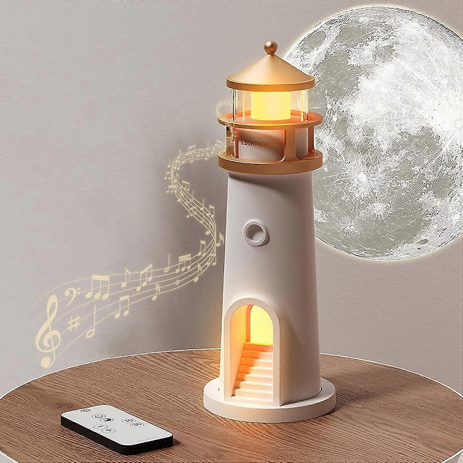 Moon Lamp Projector Night Lights with Bluetooth Speakers,Lighthouse Atmosphere Decor Light for Kids