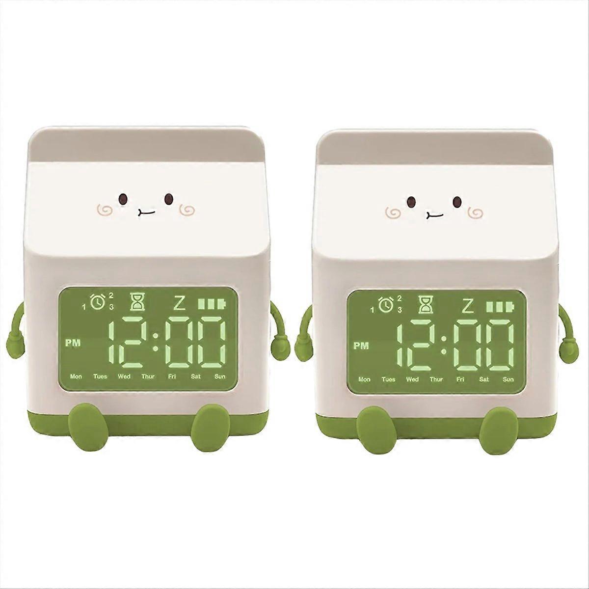 Milk Carton Electronic Alarm Clock Countdown Cute Alarm Clock Green