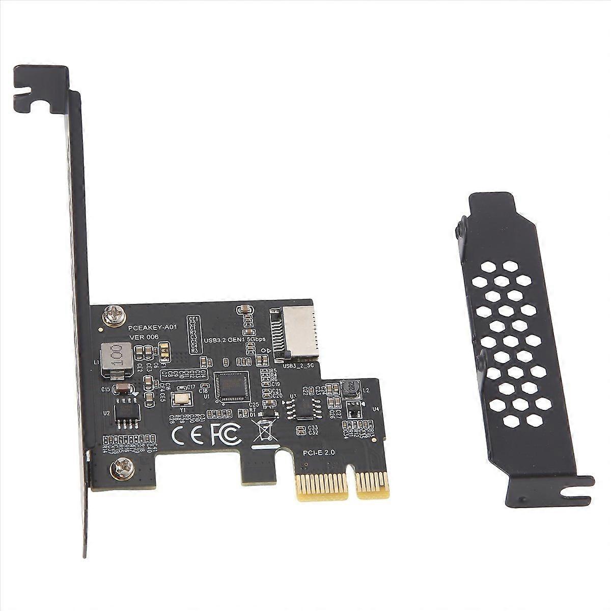 PCI-E 1X to USB 3.2 GEN1 5Gbps Type-E A-Key Expansion Card,Front Panel Type-C Interface for Desktop 