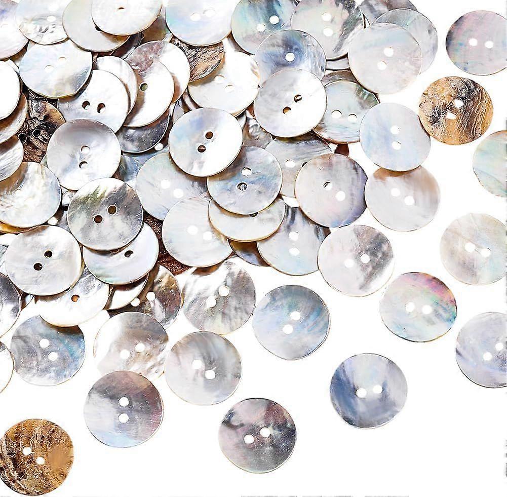 100pcs Shell Buttons 2 Holes Seashell Buttons Sewing Buttons Craft Buttons Round Shape Retro Buttons for Sewing Knitting Scrapbooking Crochet DIY Craf