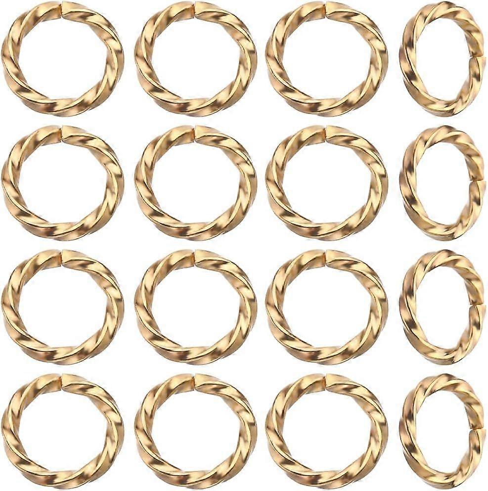 100Pcs 18K Gold Plated Brass twist Open Jump Rings Small Connectors with Plastic Container Jump Ring Round Bulk for Jewelry Making Craft Bracelet Neck